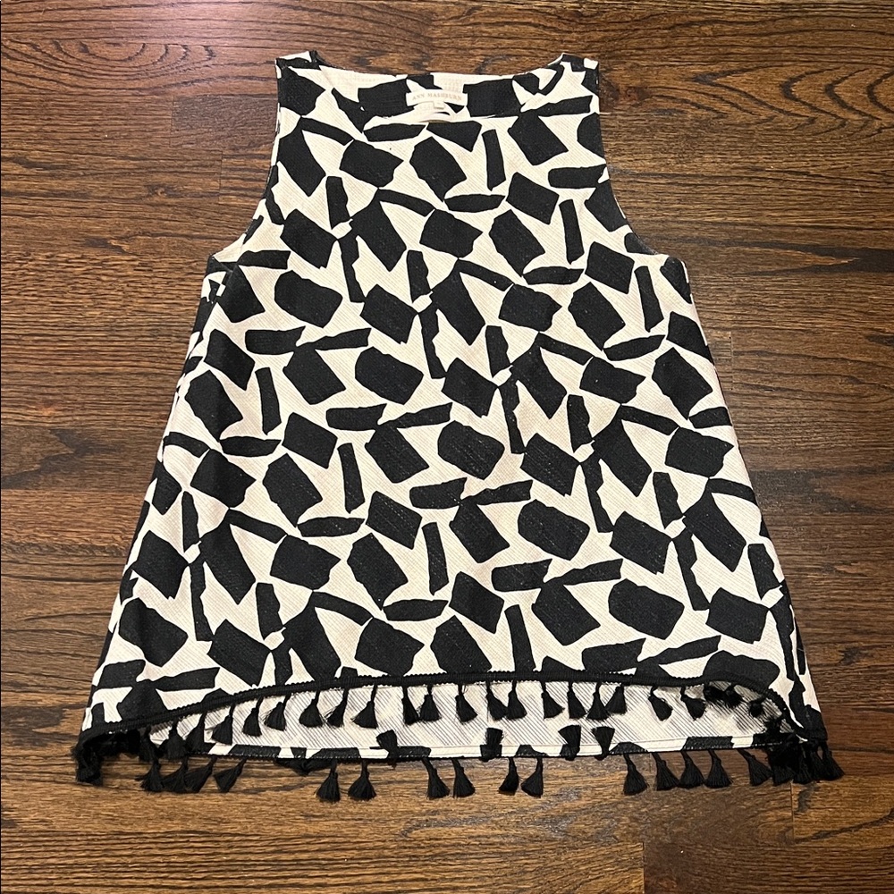 Ann Mashburn cream and black tunic top medium